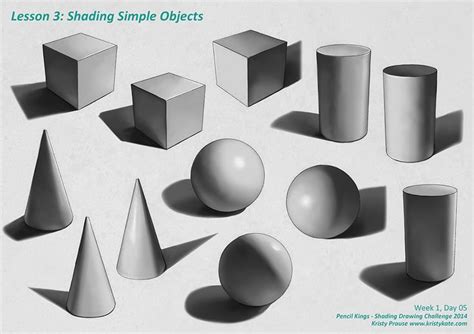 Full value scale rendering of cubes, cylinders, cones and spheres | Shading drawing, Shadow ...