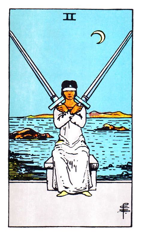 Two of Swords ~ Rider Waite | Swords tarot, Rider waite tarot, Rider ...