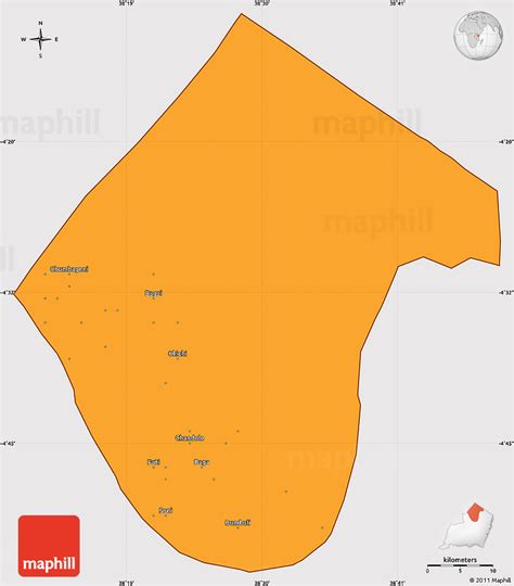 Political Simple Map of Lushoto, cropped outside