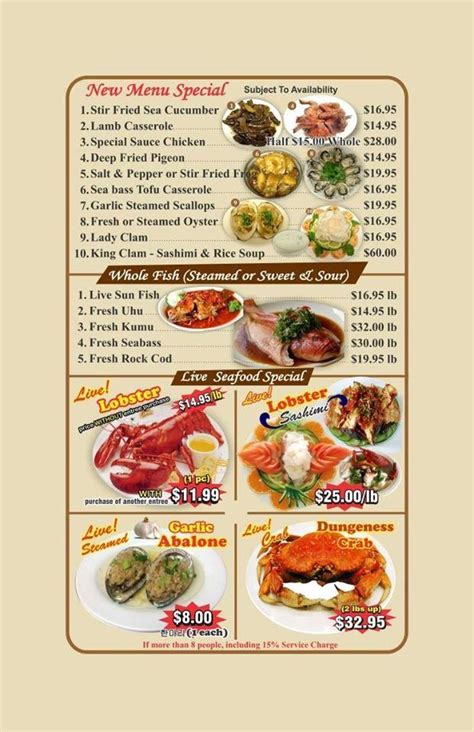 Menu at Lobster King restaurant, Honolulu, S King St