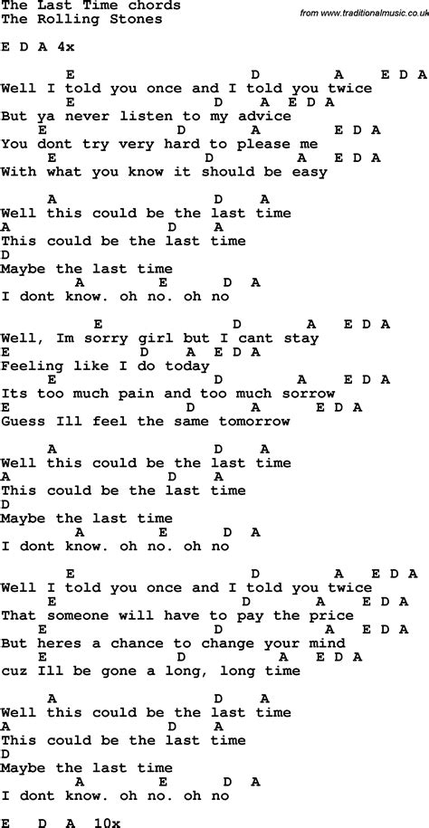 Song lyrics with guitar chords for The Last Time - The Rolling Stones