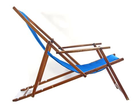 Blue midcentury antique adjustable beach chair