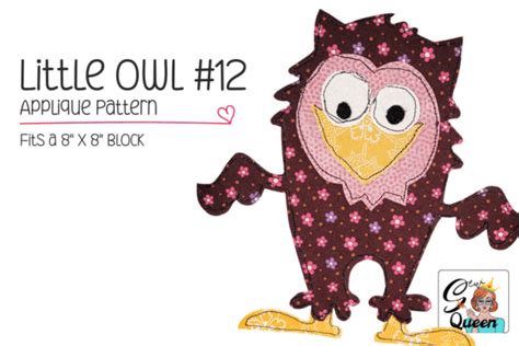 Little Owl #12 - Applique Pattern Graphic by Sew Queen · Creative Fabrica