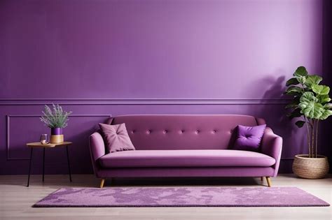 Premium Photo | Sofa in purple living room with copy space