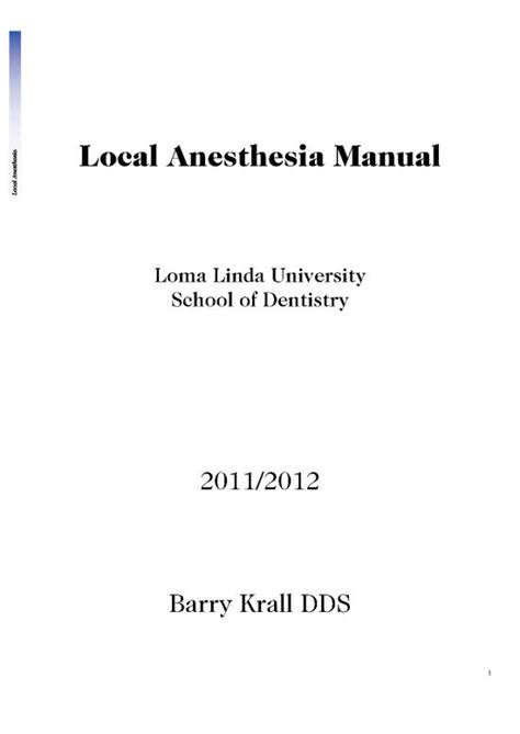 Local Anesthesia Pdf 85424 | Local Anesthesia Manual