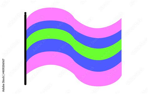 Vector illustration of the waving Trigender pride flag on white background. A symbol of the ...