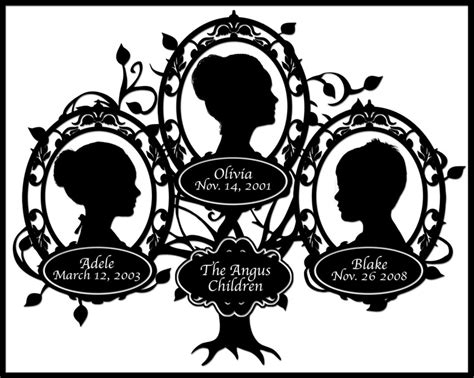 Three Children Silhouette Family Tree - 3 People. $75.00, via Etsy. | Custom family tree, Family ...