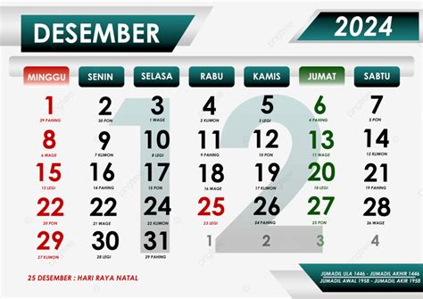 Kalender Desember 2024 Bersamaan Dengan Tanggal Merah Hari Raya Jawa Dan Hijriyah, Kalender 2024 ...