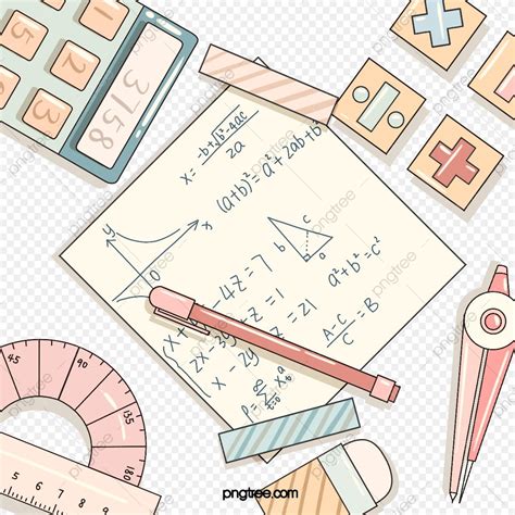 Math Stationery White Transparent, Cartoon Style Math Stationery Elements, Math Clipart ...