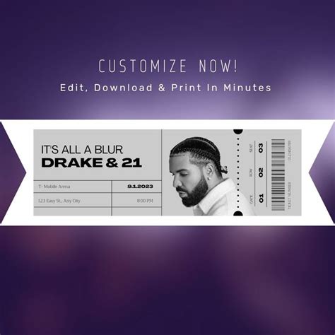 Its All A Blur Customizable Concert Ticket Drake Concert Ticket - Etsy ...