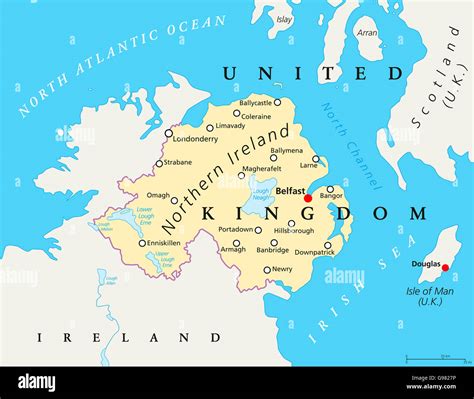 Northern Ireland political map with capital Belfast, national border ...