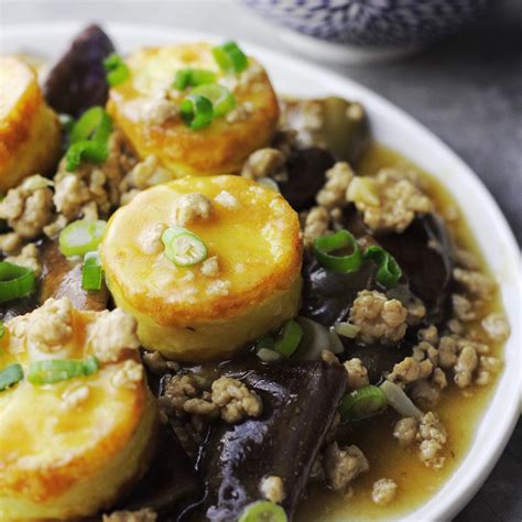 Fried Egg Tofu and Eggplants - Couple Eats Food