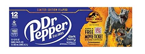 Dr Pepper Soda, Dark Berry, limited edition flavor, 12 fl oz cans, 12 ...