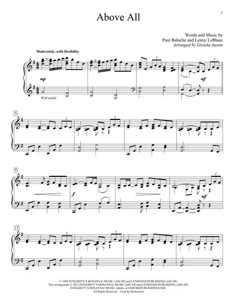 Above All | Sheet Music Direct