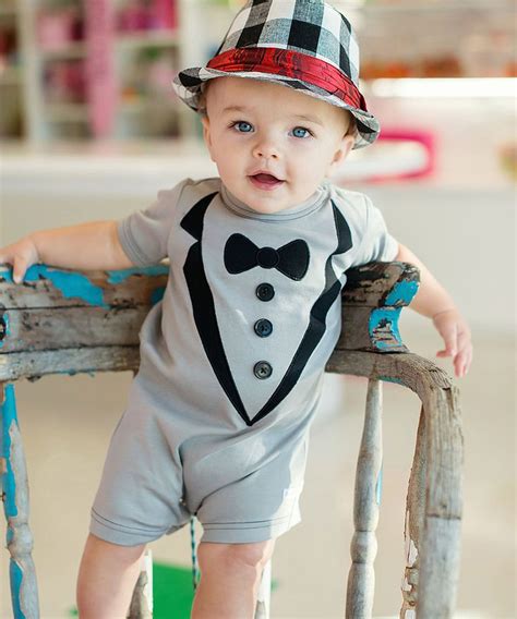 RuggedButts Gray Tuxedo Romper - Infant | Trendy baby clothes, Kids outfits, Cute baby boy outfits