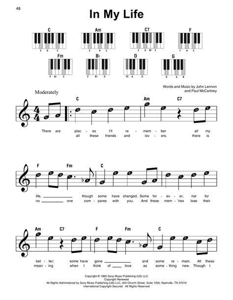 The Beatles - In My Life sheet music