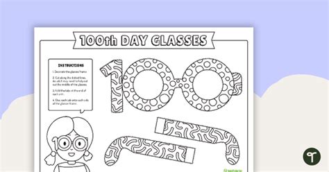 100 Days at School Glasses Template Teaching Resource | Teach Starter