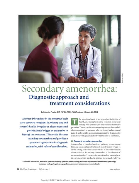 (PDF) Secondary amenorrhea: Diagnostic approach and treatment considerations