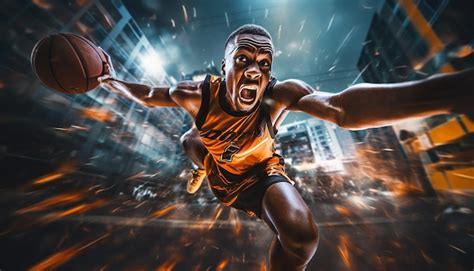 Premium AI Image | Basketball editorial dynamic photography in action