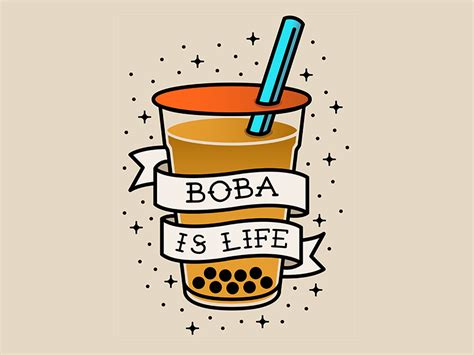 "Boba is Life" Traditional Tattoo Style | Tea tattoo, Boba tea, Tea wallpaper