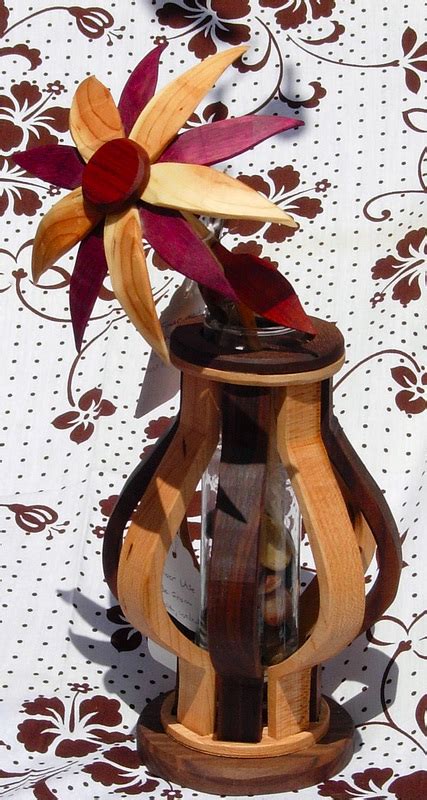 Wooden Flower & Vase