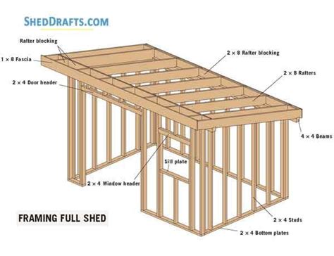 8x12 Slant Roof Utility Shed Plans Blueprints 02 Full Framing | Flat ...