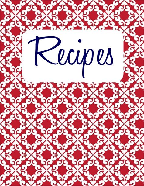 Recipe Book Cover Template - Printable Word Searches