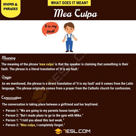 "Mea Culpa" Meaning, Origin and Examples • 7ESL