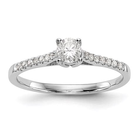 AA Jewels - Solid 14K White Gold Promise / Engagement Ring with CZ ...