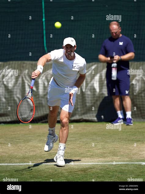 Andy Murray during a practice session on day five of the 2023 Wimbledon ...