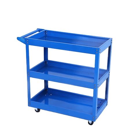 3 Layer Metal Steel Rack With Rolling Wheels Adjustable Storage Shelves