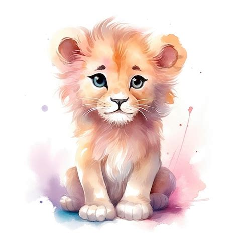 Premium AI Image | Watercolor Baby Lion