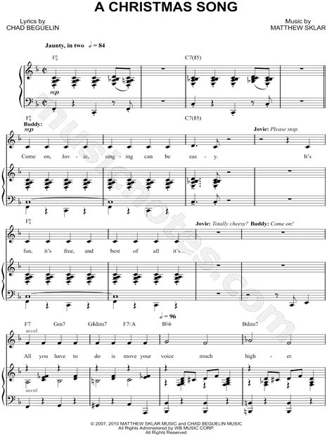 "A Christmas Song" from 'Elf: The Broadway Musical' Sheet Music in F ...