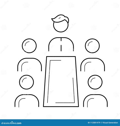 People at Meeting Vector Line Icon. Stock Vector - Illustration of conference, desk: 112081479