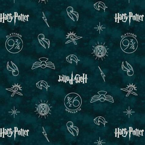 Harry Potter Symbols Teal Fabric, Camelot Fabrics, 100% Cotton - Etsy