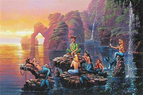 Peter Pan in the Mermaid Lagoon | Disney artwork, Peter pan mermaids, Disney fine art