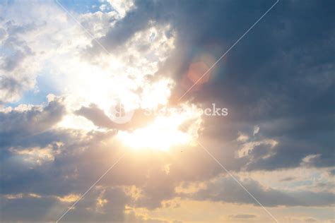 Sunny background, blue sky with white clouds and sun Royalty-Free Stock ...