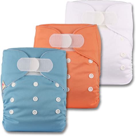 Littles & Bloomz Set of 3 Fastener: Hook-Loop Reusable Pocket Cloth Nappy with 3 Bamboo Inserts ...