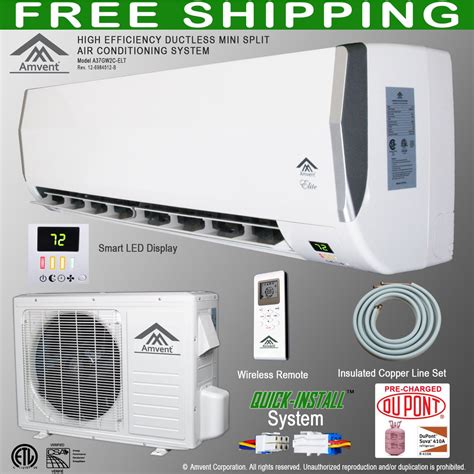 Best Buy Amvent 12000 BTU 1 Ton Ductless Wall Mount Mini Split Room Air ...