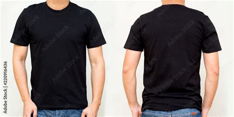 Black T-Shirt front and back, Mock up template for design print Stock ...