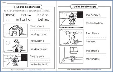 Spatial Relationship Worksheets