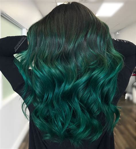 Emerald green ombre | Dark green hair, Hair color balayage, Green hair ombre