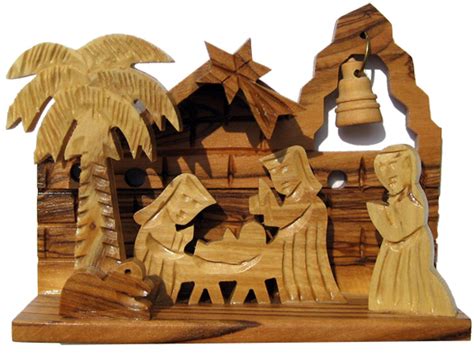 Nativity With Bell Olive Wood Christmas Nativity Set