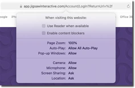 Safari Browser Settings for Camera and Microphone – Jigsaw Interactive Support