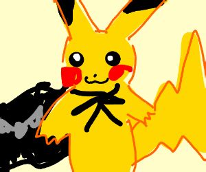 pikachu dressed as batman w/ bat signal behind - Drawception