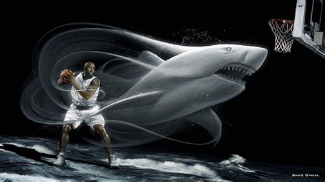 Download Shaquille O'Neal Shark Black Art Wallpaper | Wallpapers.com