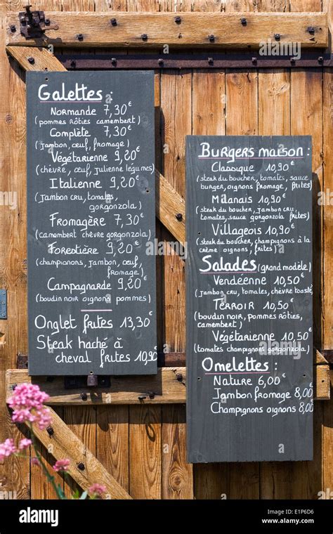 French menu board on the door of a cafe Stock Photo - Alamy