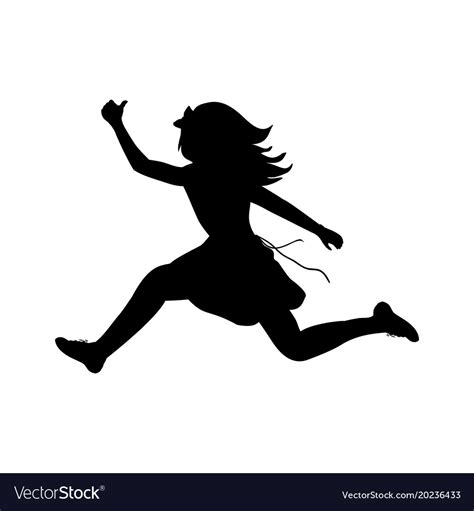 Silhouette happy girl running sport Royalty Free Vector