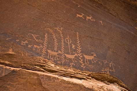 Ancestral Pueblo Hunting Scene Petroglyphs.