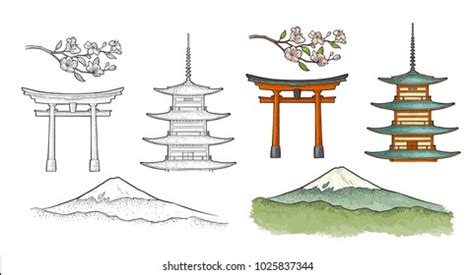 Japanese Pagoda Drawing Photos and Images